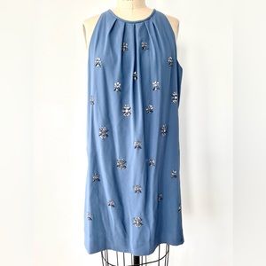 BCBGMAXAZRIA periwinkle blue dress with floral rhinestone detail. Size S